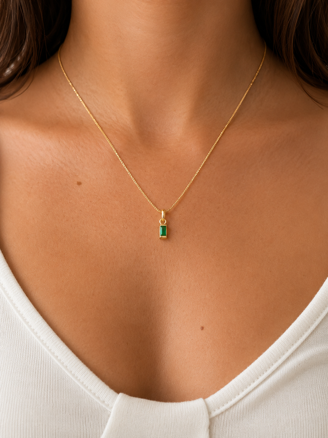 Emerald Bar Necklace
