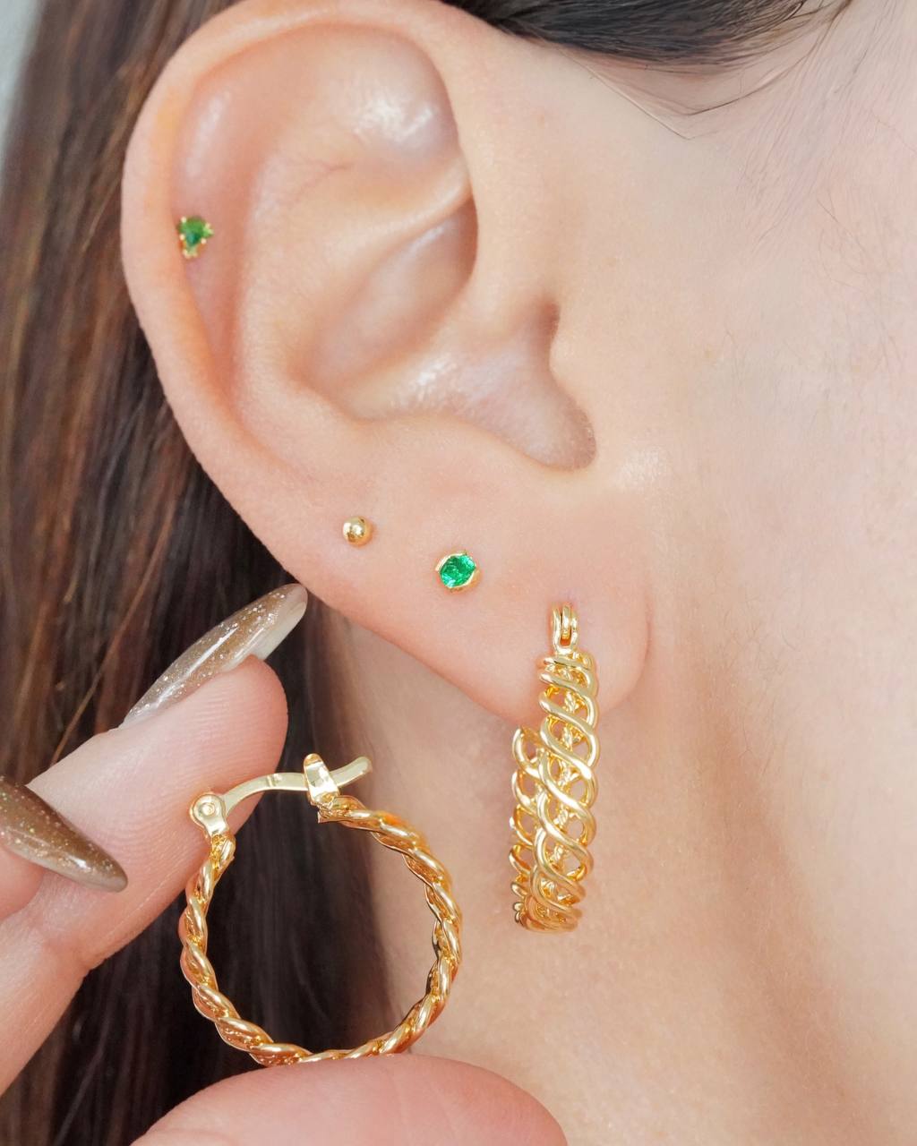 Gold Twisted Hoop Earrings