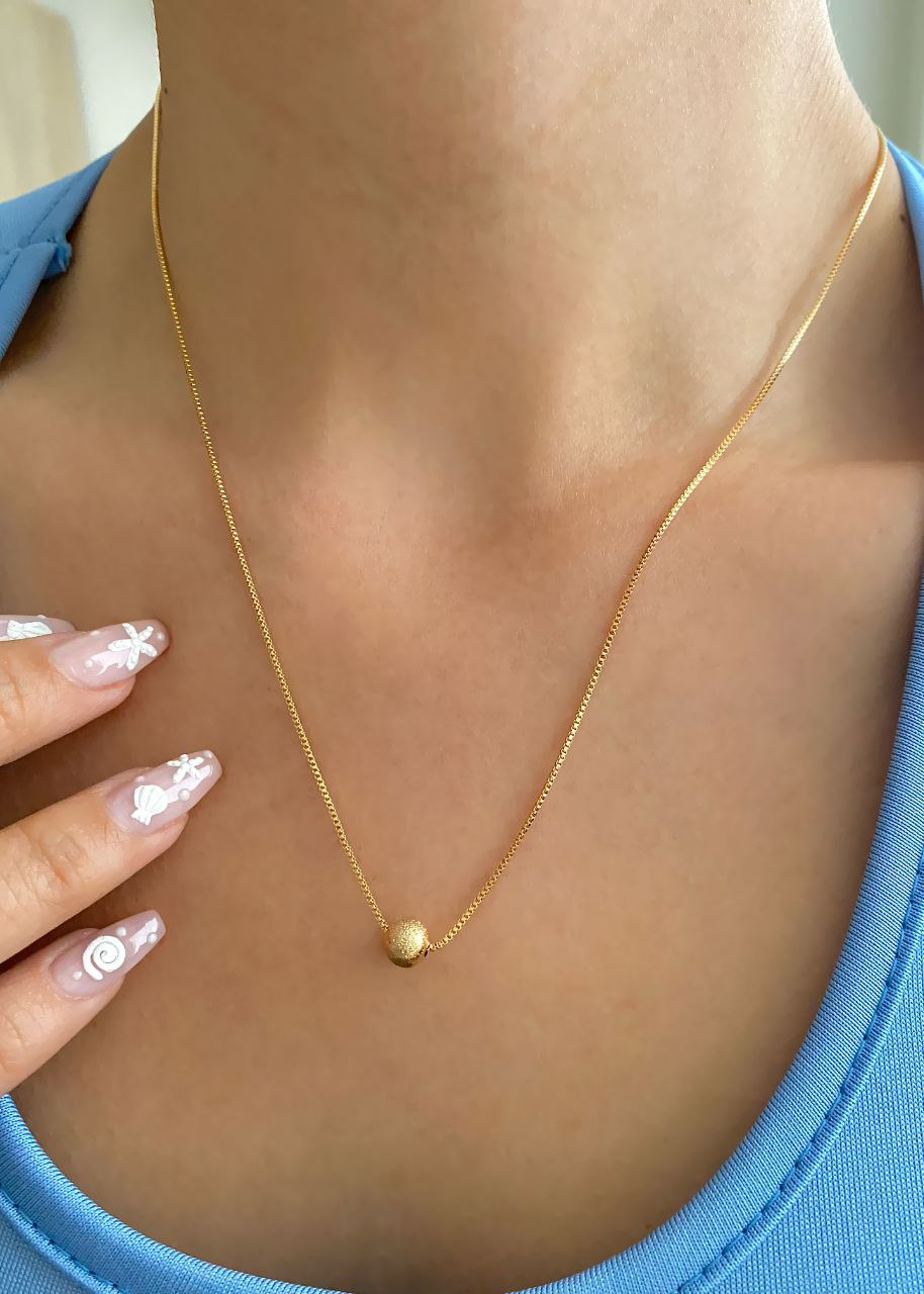 Gold Textured Bead Necklace