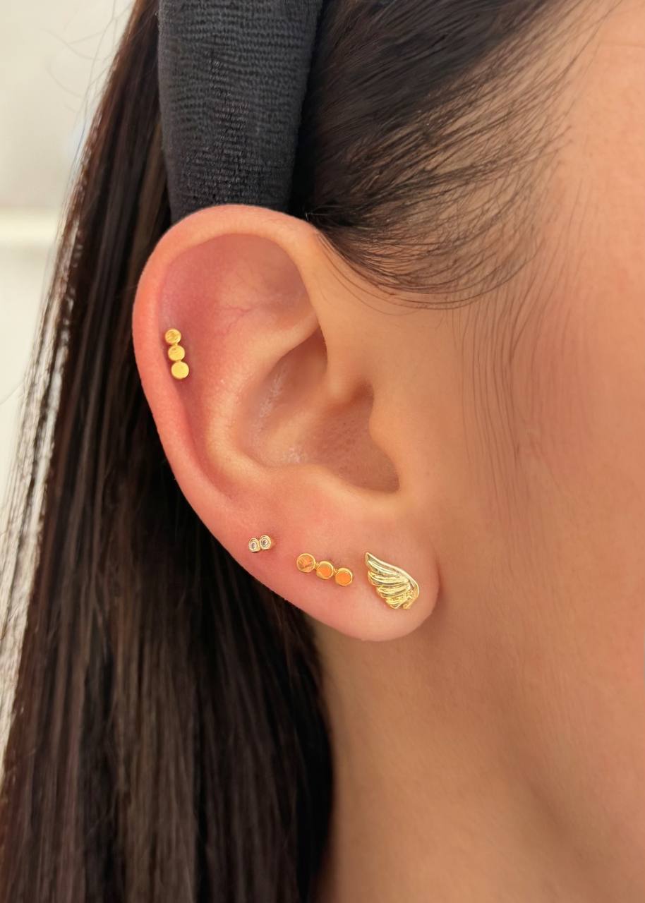 Triple Dot Gold Stud Earrings