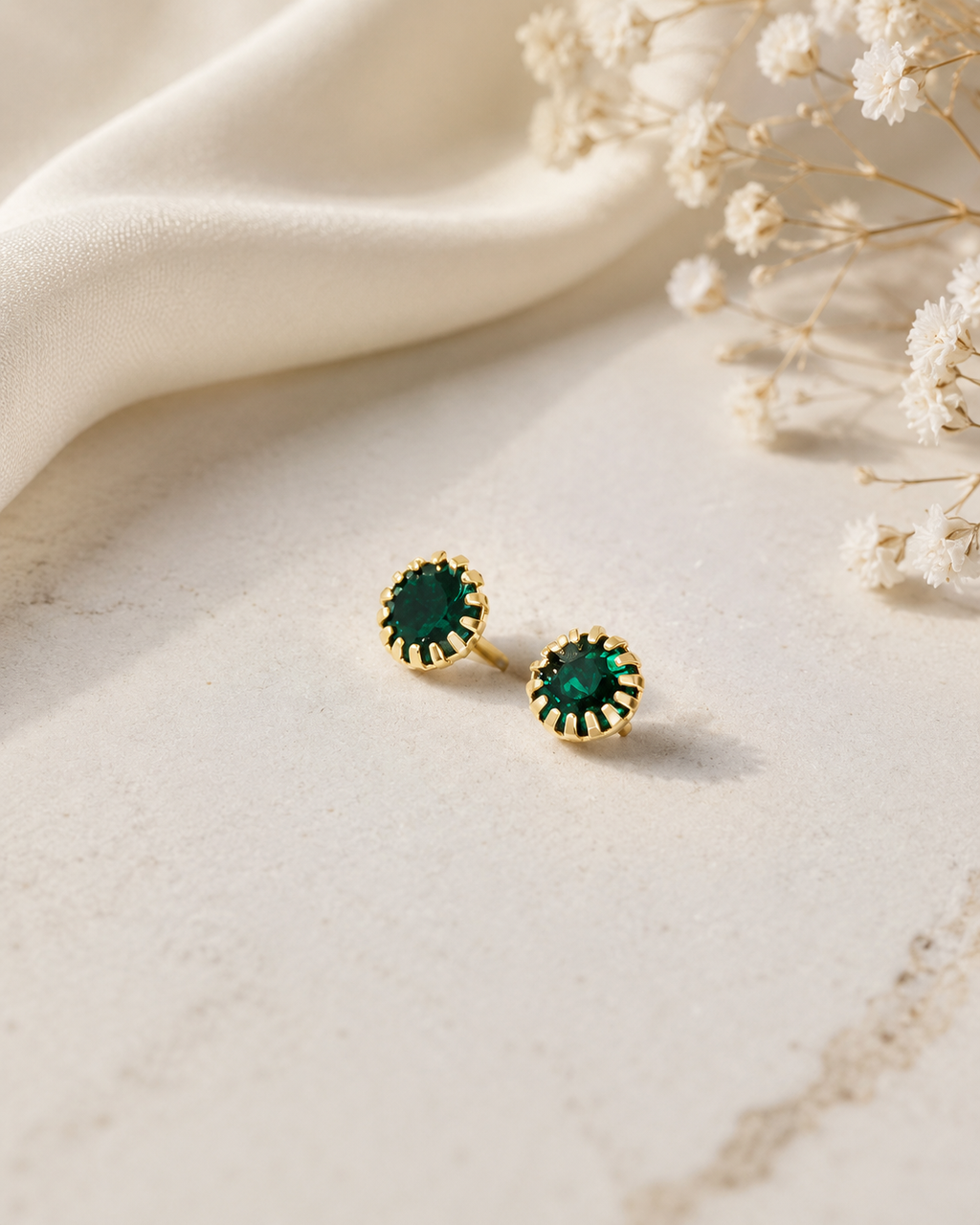 Emerald Green Crystal Stud Earrings