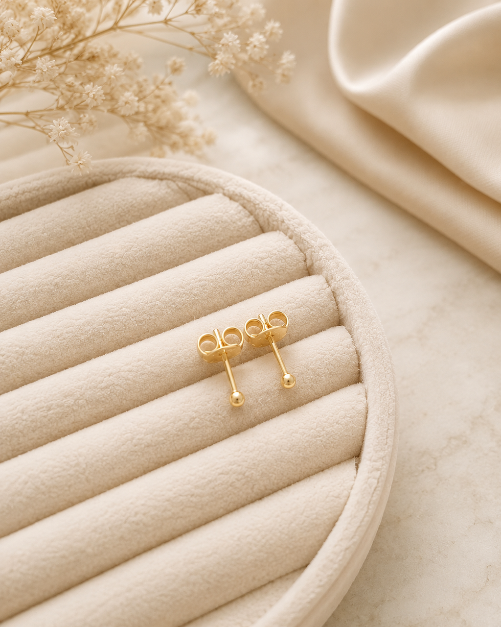 Minimalist Gold Ball Stud Earrings