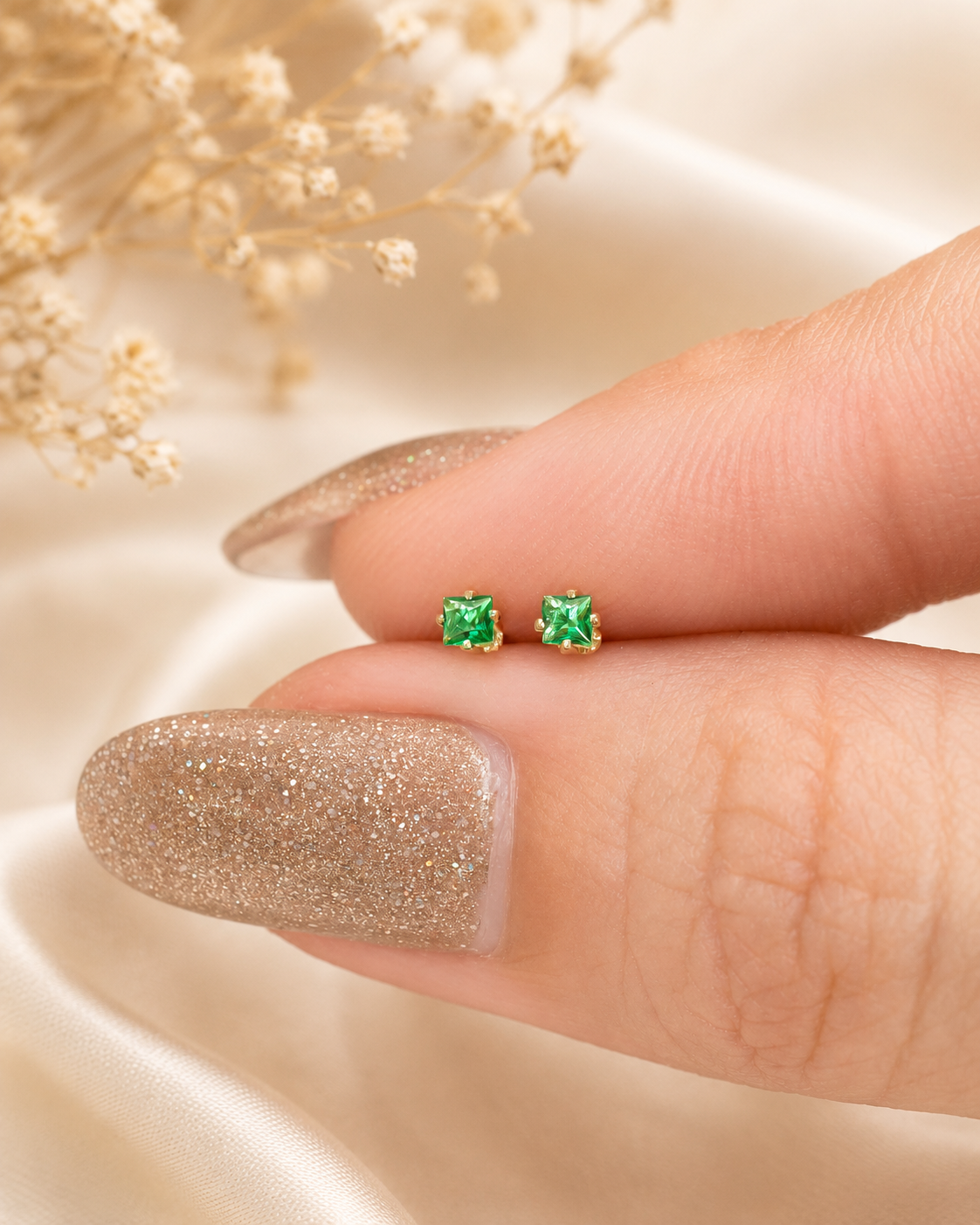 Olivia Green Stud Earrings